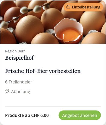 Beispiel einer Vorbestellung: frische Hof-Eier