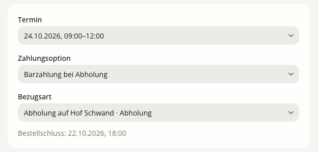 Bestellformular mit Auswahl der Bezugsart und Zahlungsoption